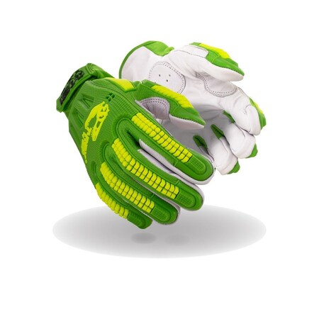 TREX Windstorm Series TRX743 HiViz Mesh Goat Skin Leather Palm Impact GloveCut Level A6